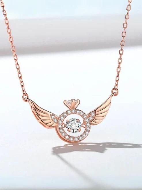 ALLTROVES Rose Gold Angel Wings Pendant Chain