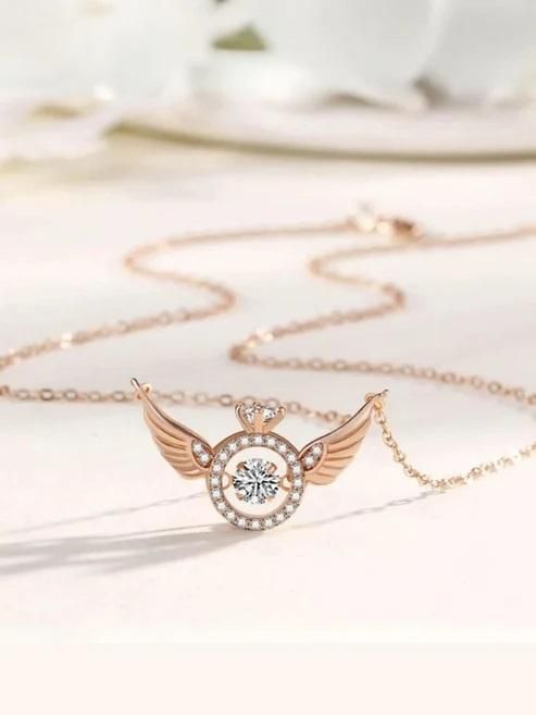 ALLTROVES Rose Gold Angel Wings Pendant Chain