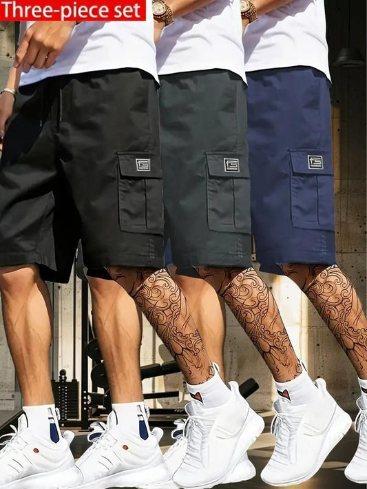 ALLTROVES Men's Cotton Casual Cargo Shorts Pack of 3