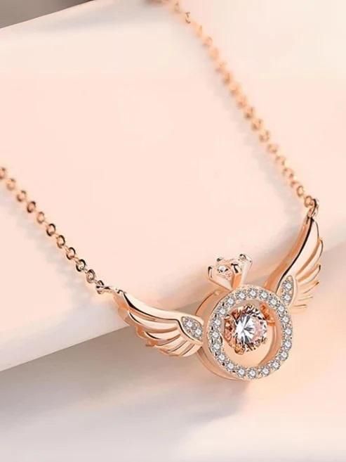 ALLTROVES Rose Gold Angel Wings Pendant Chain