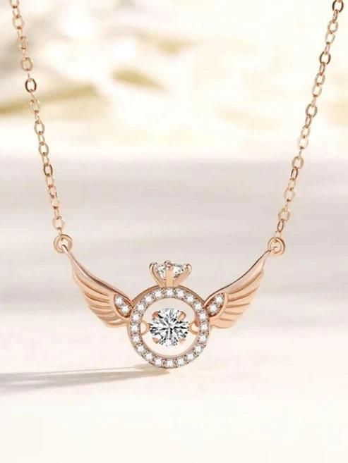 ALLTROVES Rose Gold Angel Wings Pendant Chain